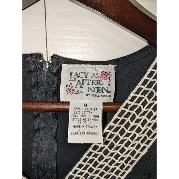 Unique Vintage Lacy Afternoon by Shell Kepler Black Jumpsuit - Size M - Picture 2 of 6